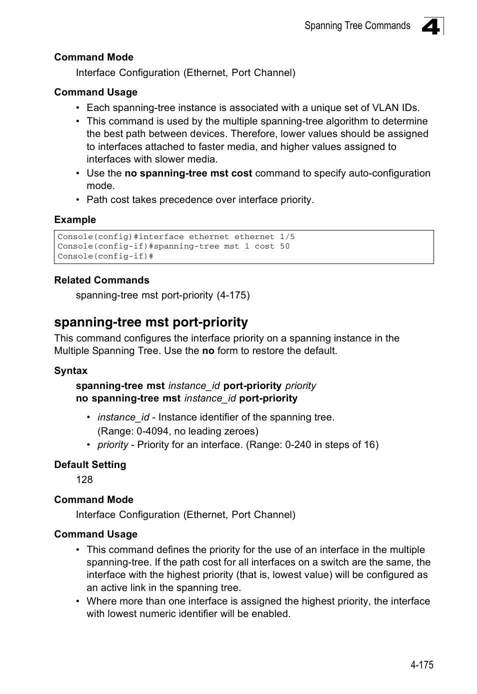 Spanning-tree mst port-priority | Accton Technology ES3526XA User Manual | Page 417 / 512