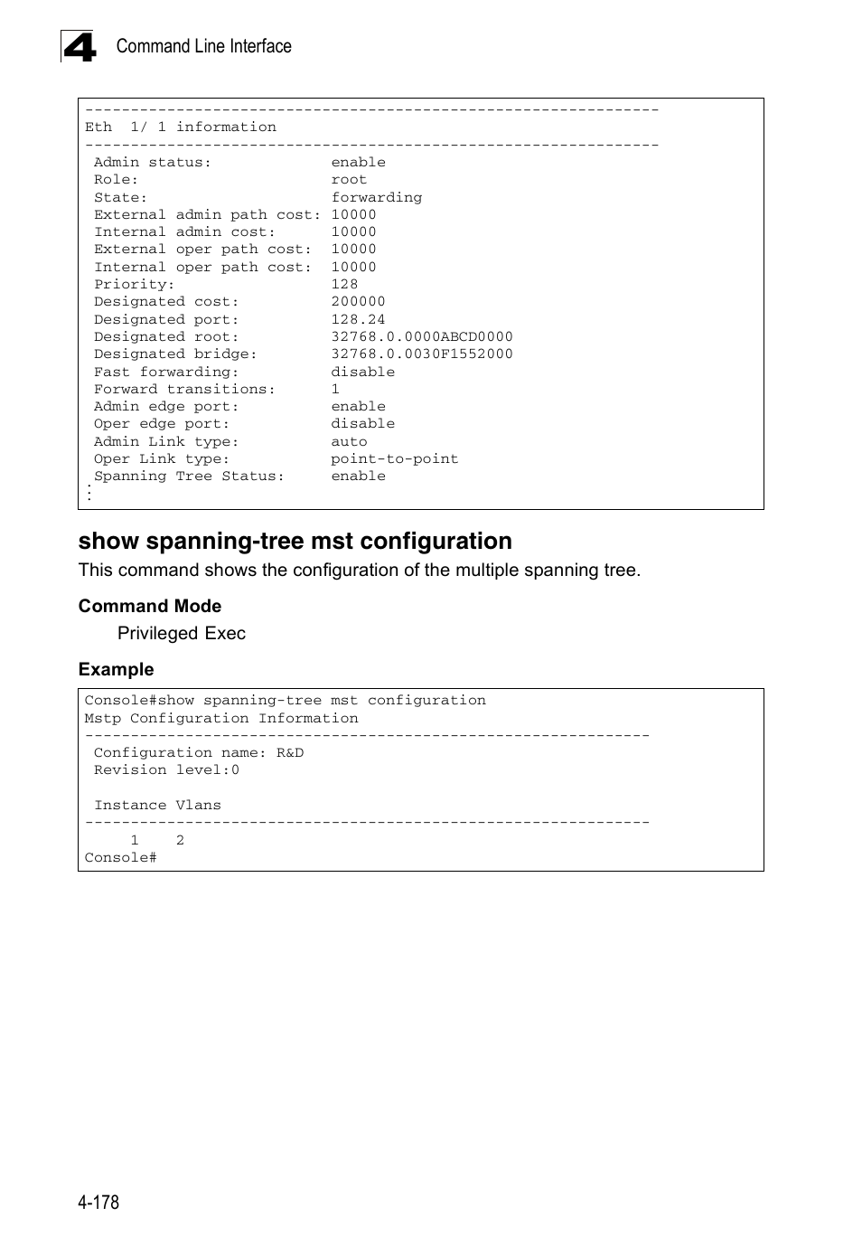 Show spanning-tree mst configuration | Accton Technology ES3526XA User Manual | Page 420 / 512