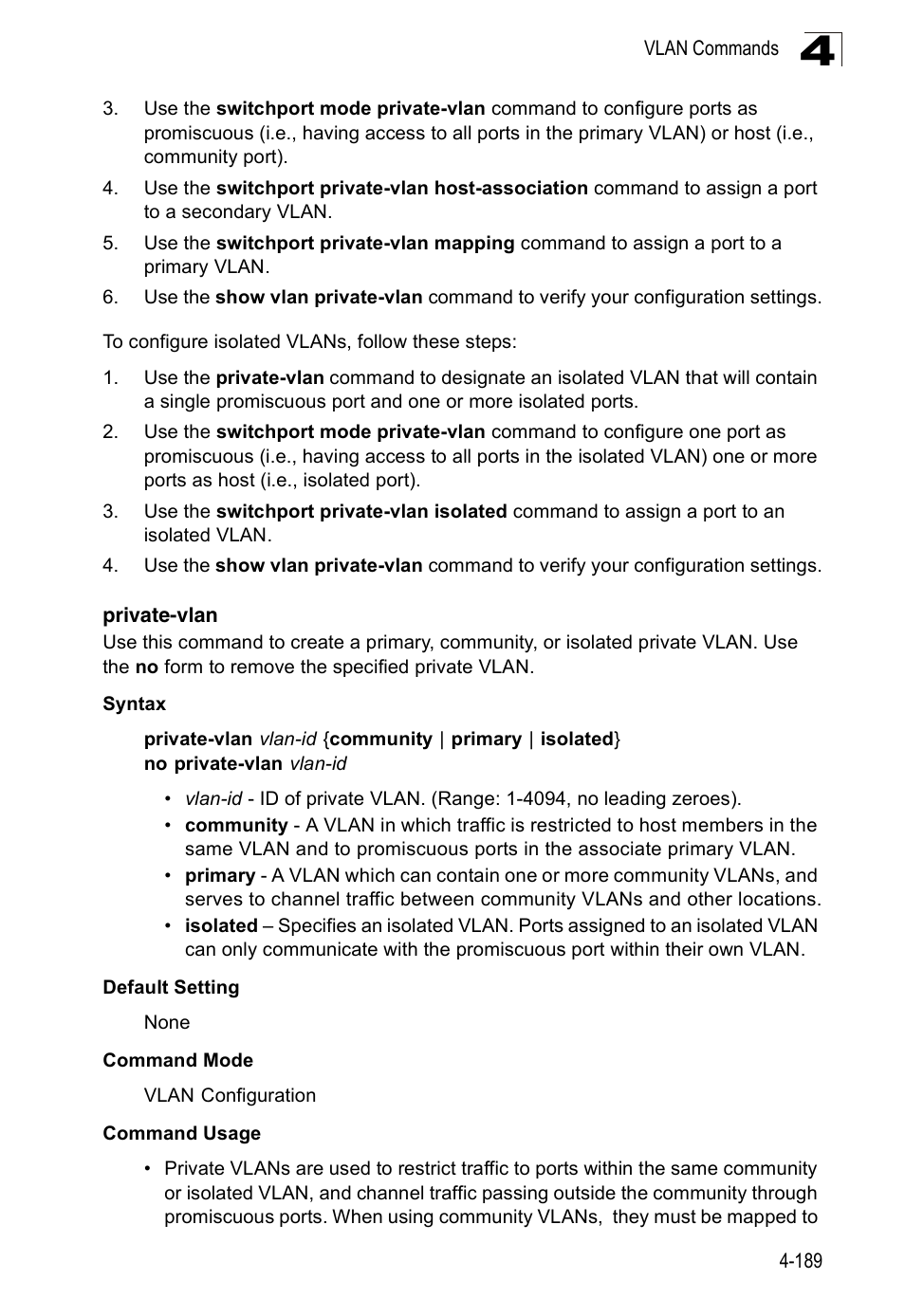 Private-vlan 4-189 | Accton Technology ES3526XA User Manual | Page 431 / 512