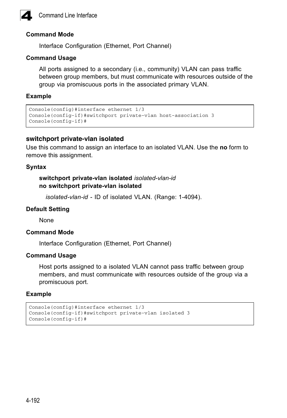 Switchport private-vlan isolated | Accton Technology ES3526XA User Manual | Page 434 / 512