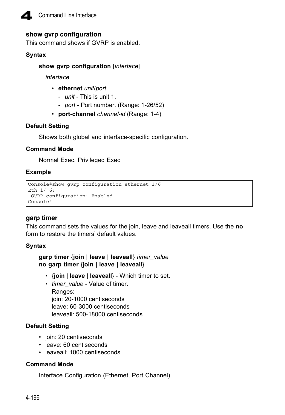 Show gvrp configuration, Garp timer | Accton Technology ES3526XA User Manual | Page 438 / 512