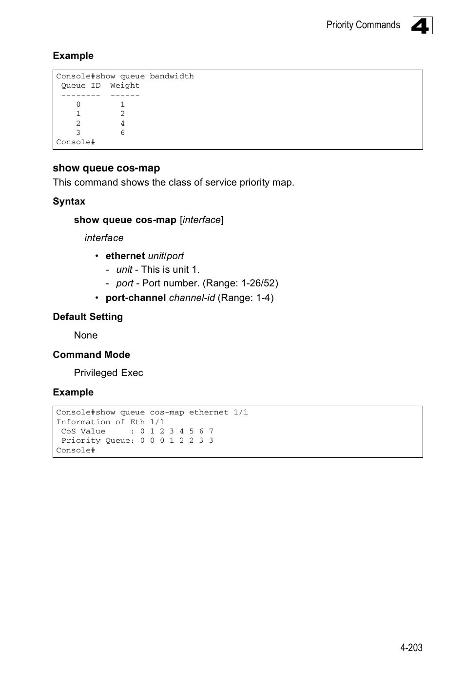 Show queue cos-map | Accton Technology ES3526XA User Manual | Page 445 / 512