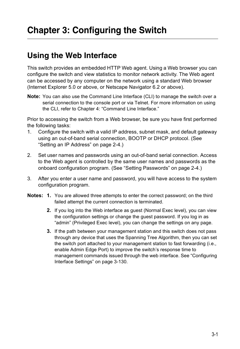 Chapter 3: configuring the switch, Using the web interface | Accton Technology ES3526XA User Manual | Page 45 / 512