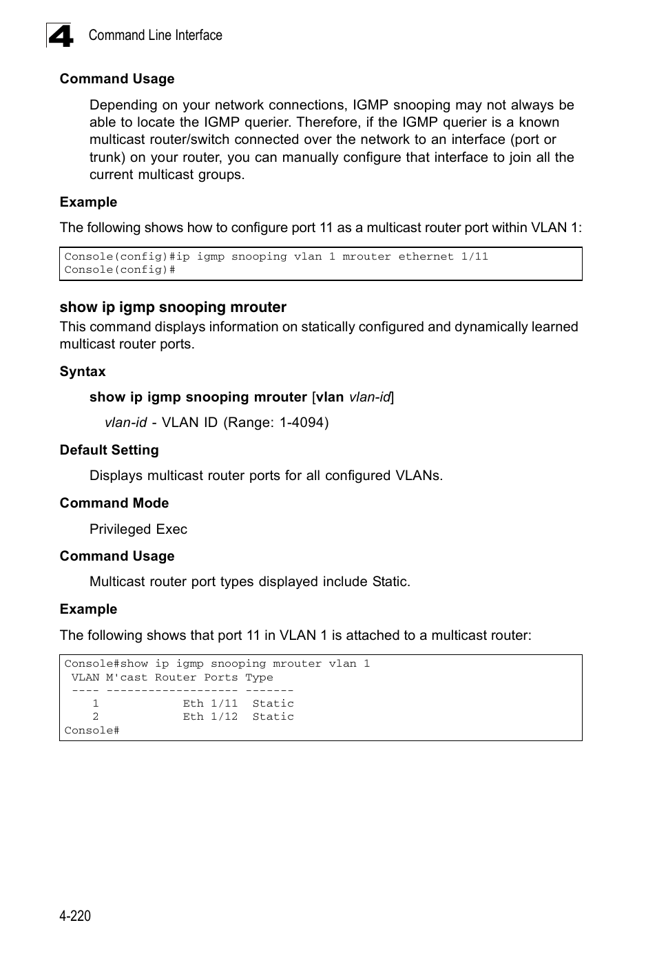 Show ip igmp snooping mrouter | Accton Technology ES3526XA User Manual | Page 462 / 512