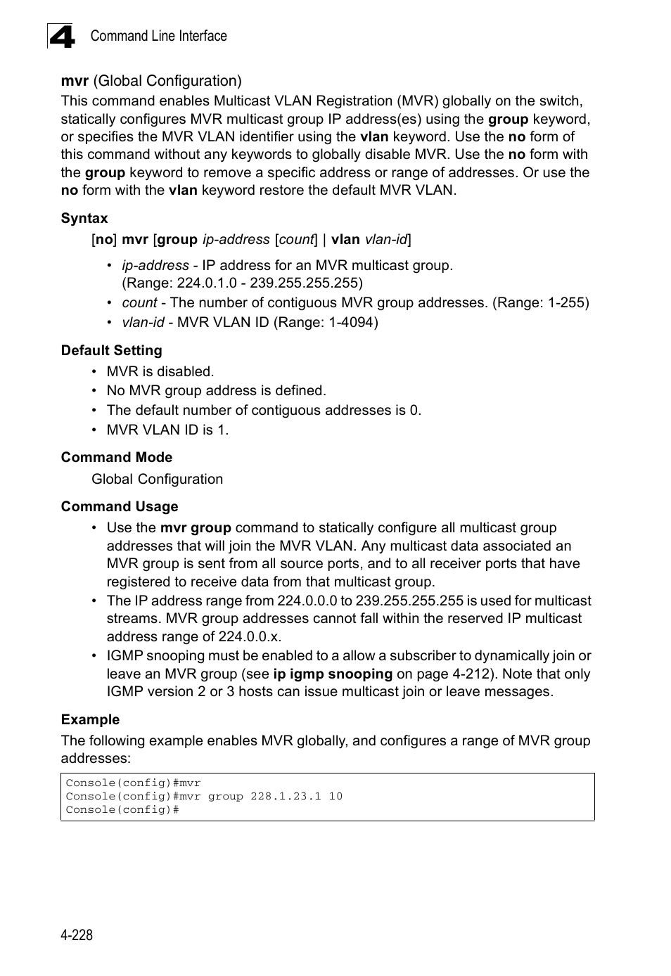 Mvr (global configuration) | Accton Technology ES3526XA User Manual | Page 470 / 512