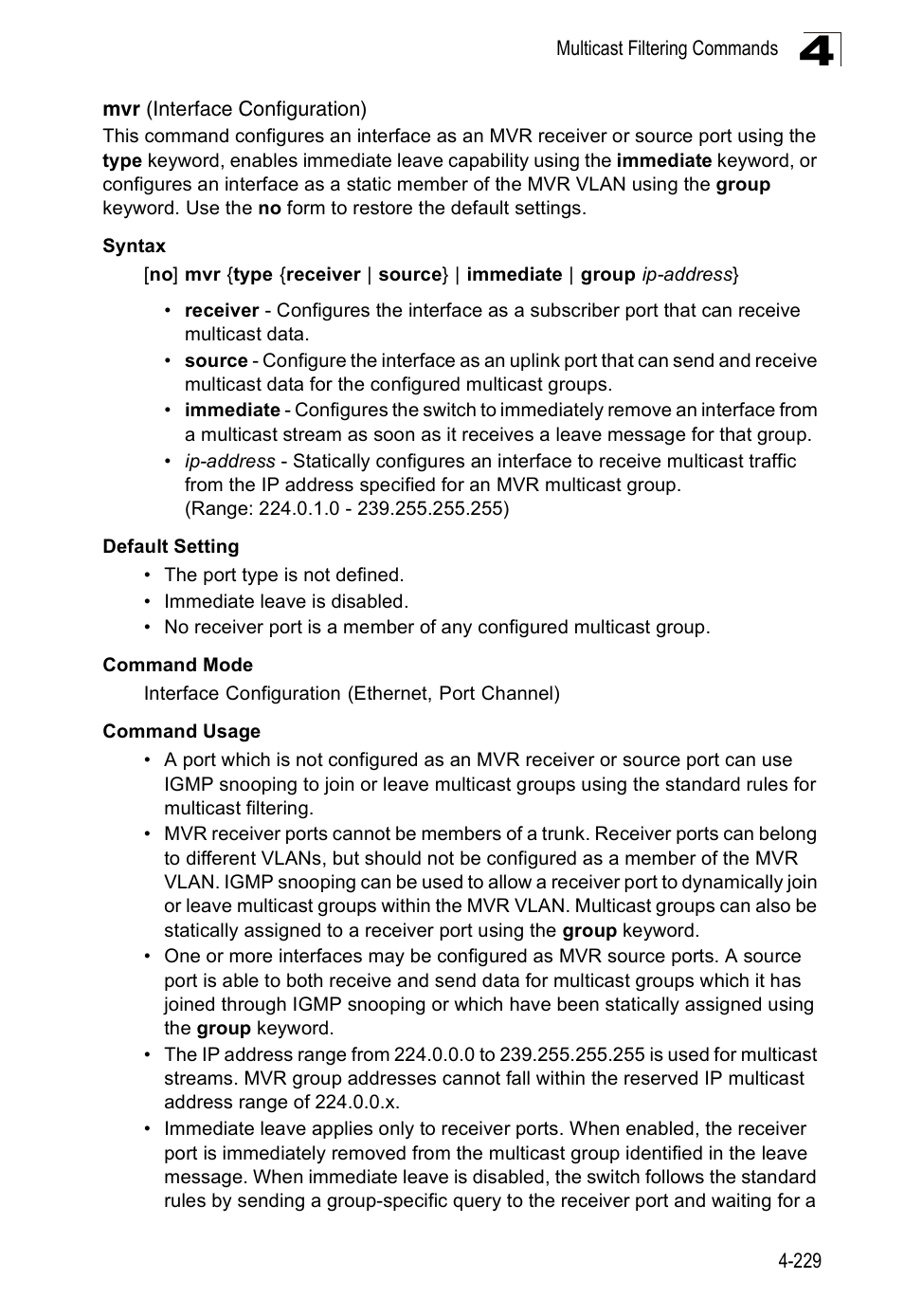 Mvr (interface configuration) | Accton Technology ES3526XA User Manual | Page 471 / 512