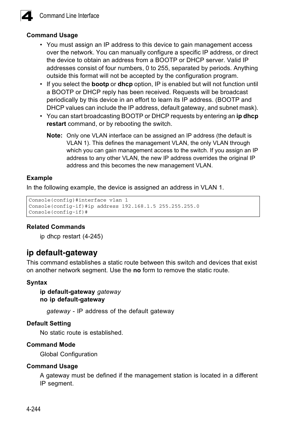 Ip default-gateway | Accton Technology ES3526XA User Manual | Page 486 / 512