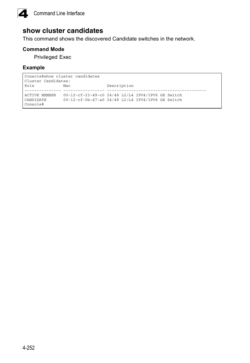 Show cluster candidates | Accton Technology ES3526XA User Manual | Page 494 / 512