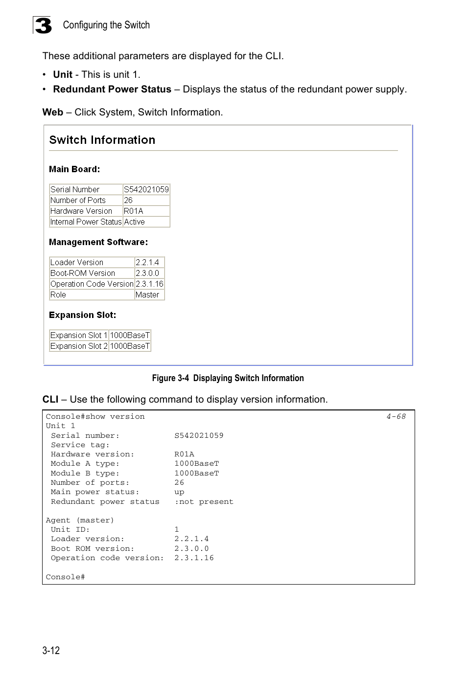 Figure 3-4, Displaying switch information | Accton Technology ES3526XA User Manual | Page 56 / 512
