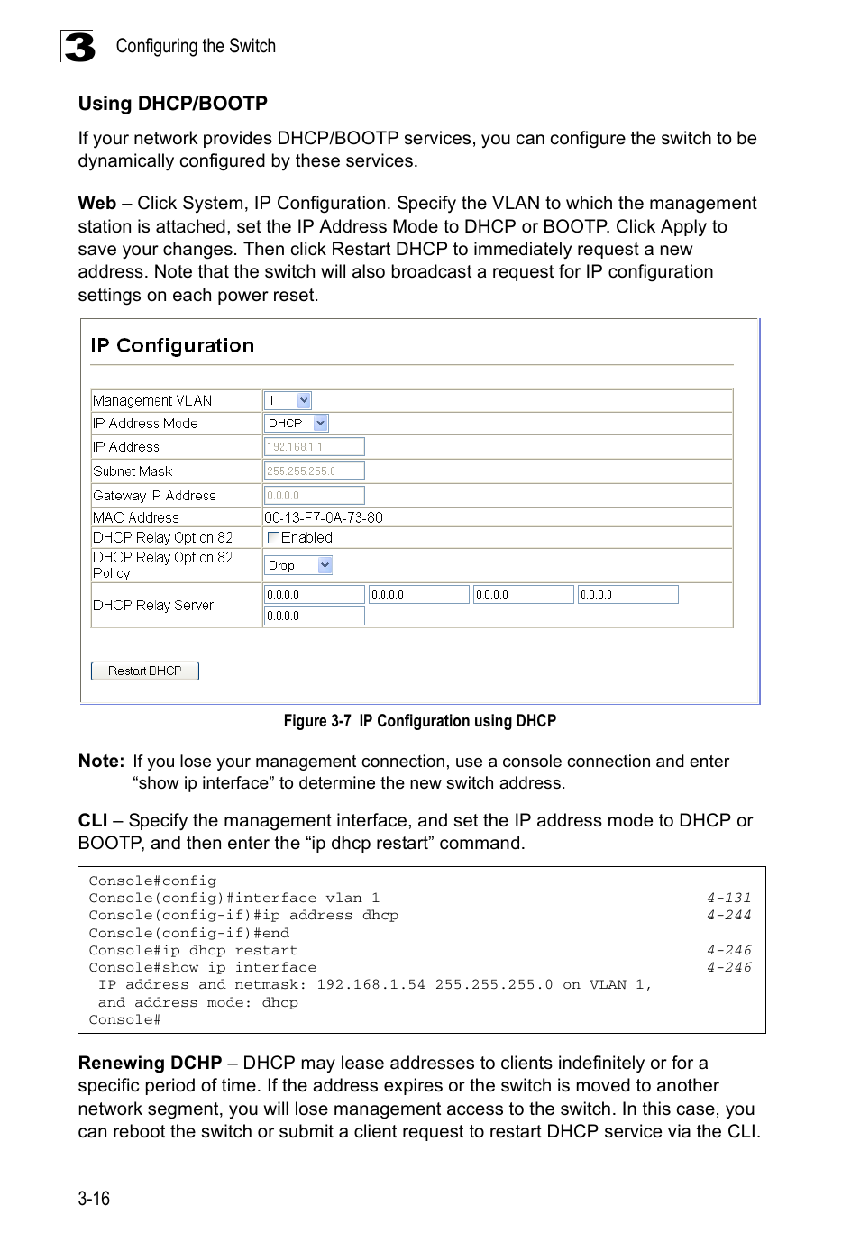 Using dhcp/bootp, Figure 3-7, Ip configuration using dhcp | Accton Technology ES3526XA User Manual | Page 60 / 512