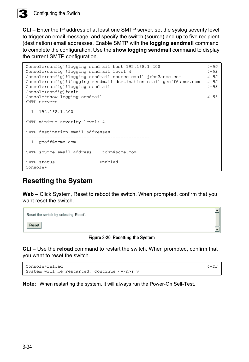 Resetting the system, Figure 3-20 resetting the system | Accton Technology ES3526XA User Manual | Page 78 / 512