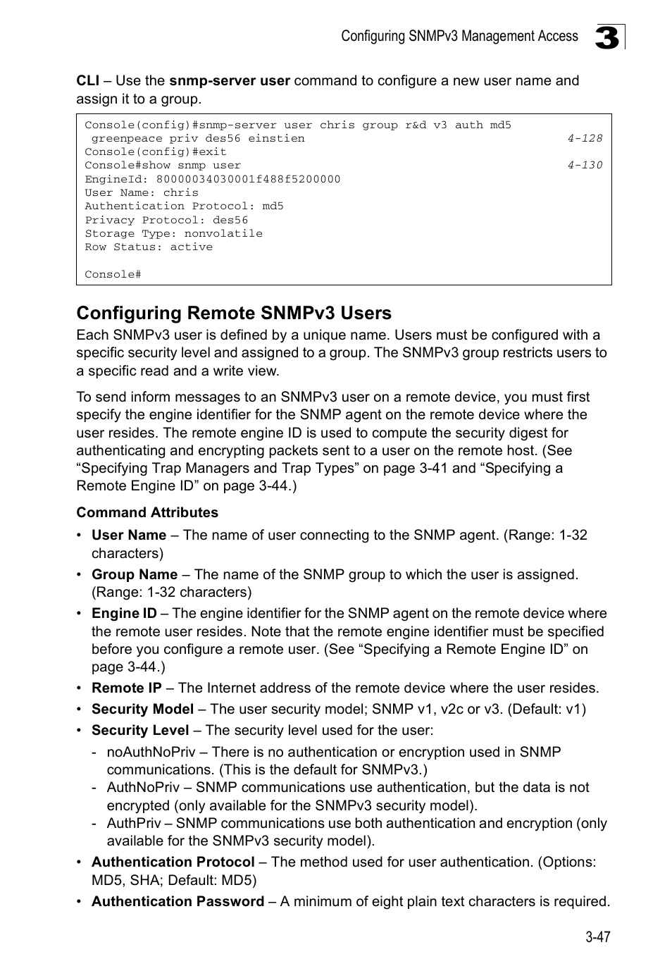 Configuring remote snmpv3 users | Accton Technology ES3526XA User Manual | Page 91 / 512