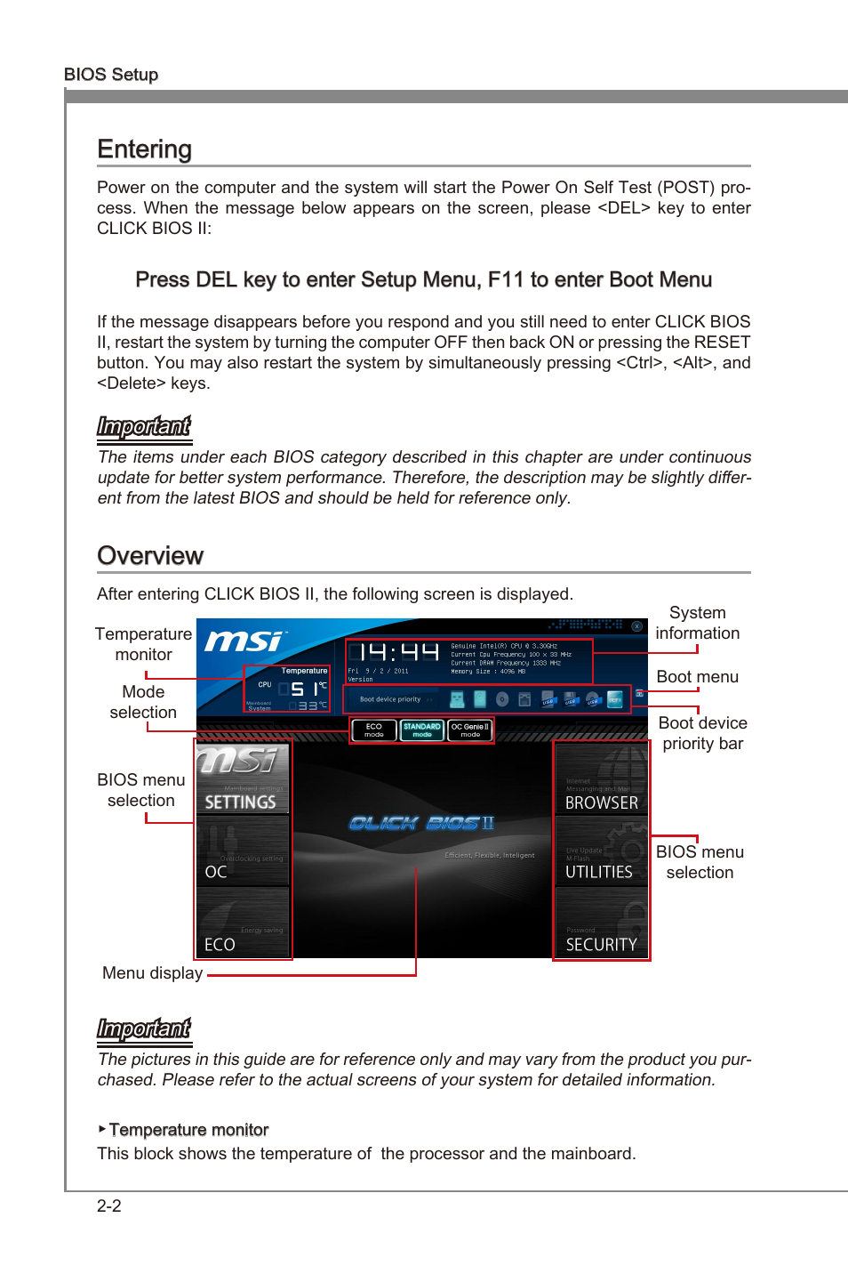 Enterng -2 overvew -2, Chapter 2, Chapter 2 enterng | Overvew, Important | MSI X79MA-GD45 User Manual | Page 46 / 84