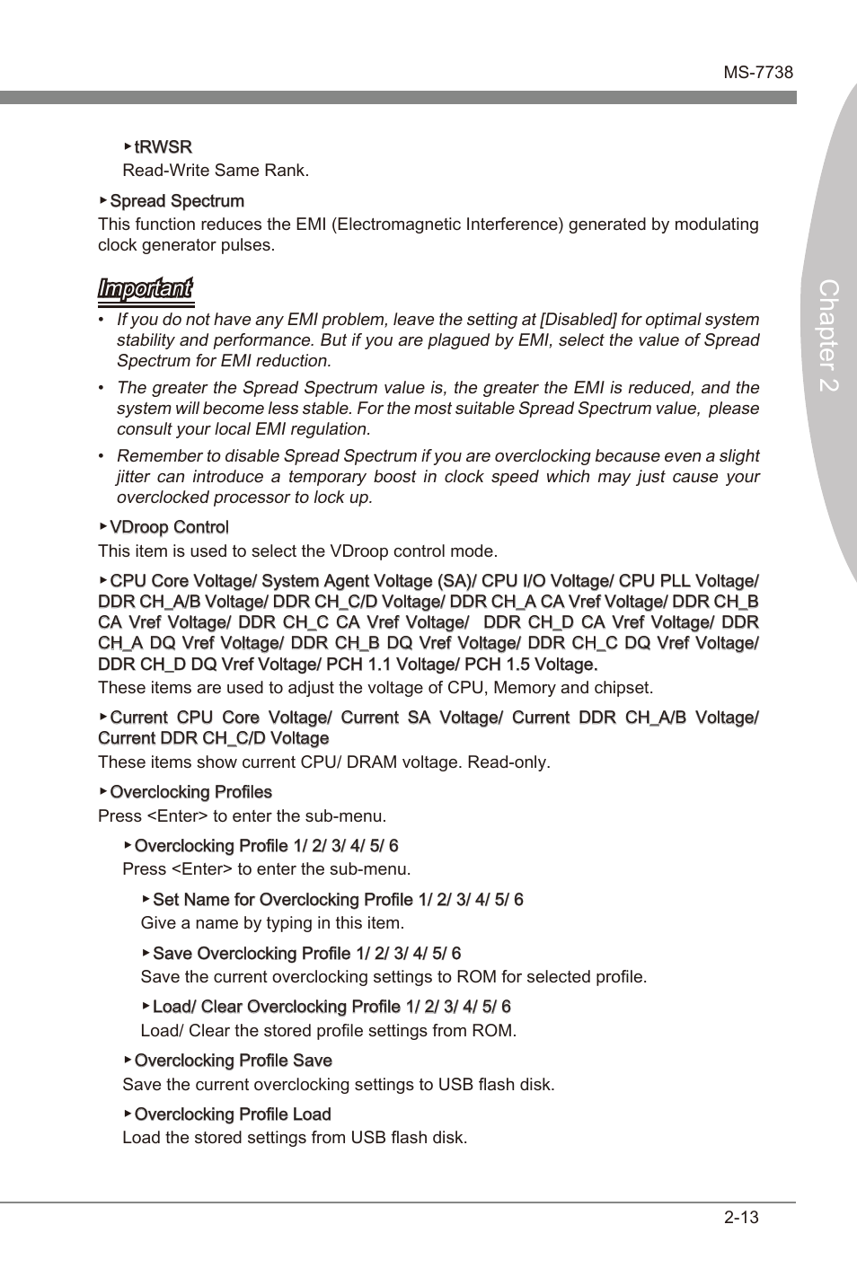 Chapter 2, Important | MSI X79MA-GD45 User Manual | Page 57 / 84