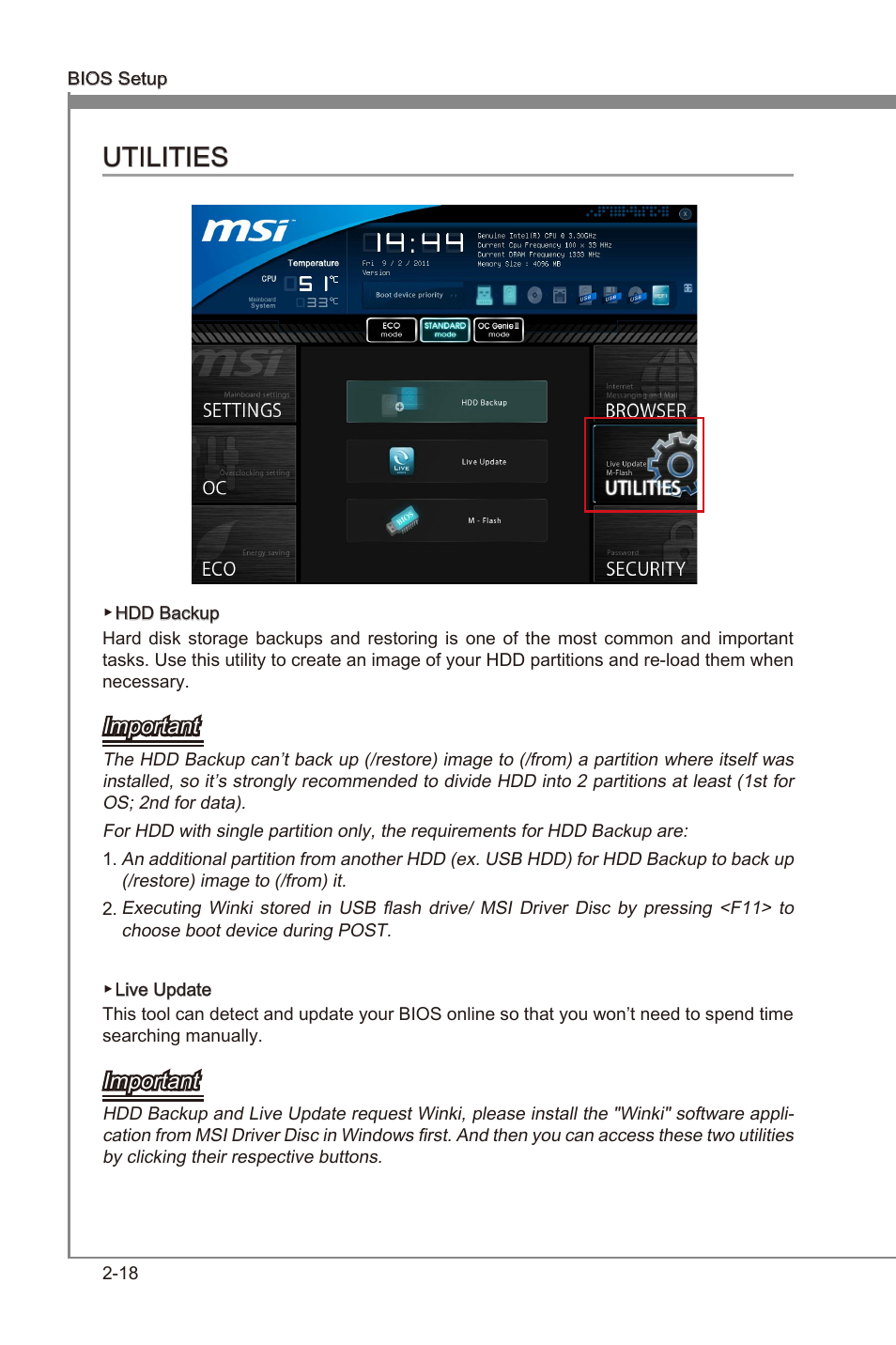 Utilities -18, Chapter 2, Chapter 2 utilities | Important | MSI X79MA-GD45 User Manual | Page 62 / 84