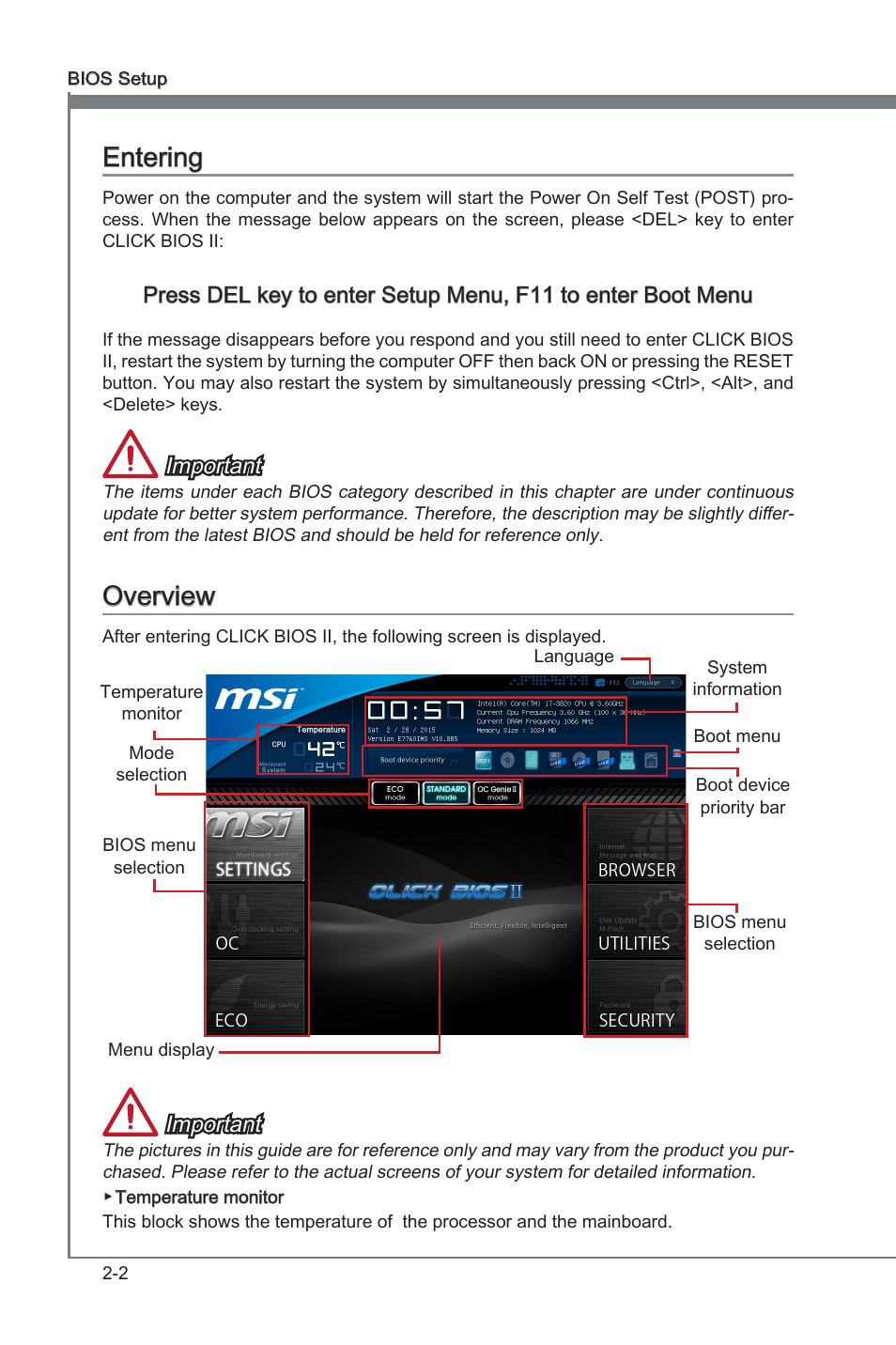 Enterng -2 overvew -2, Enterng, Overvew | Important | MSI X79A-GD45 PLUS Manual User Manual | Page 54 / 96