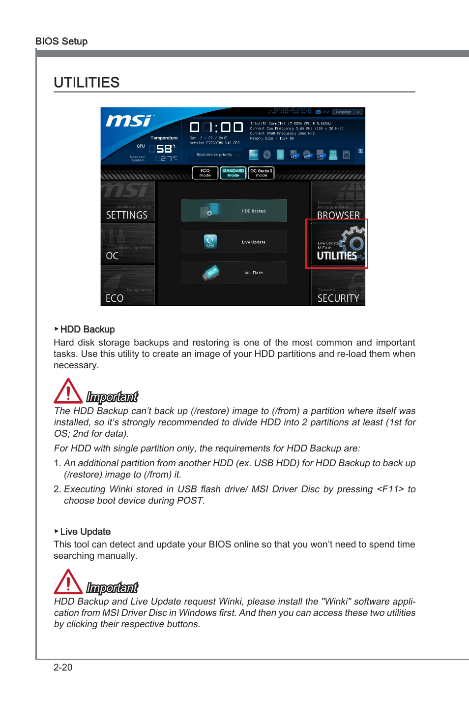 Utilities -20, Utilities, Important | MSI X79A-GD45 PLUS Manual User Manual | Page 72 / 96