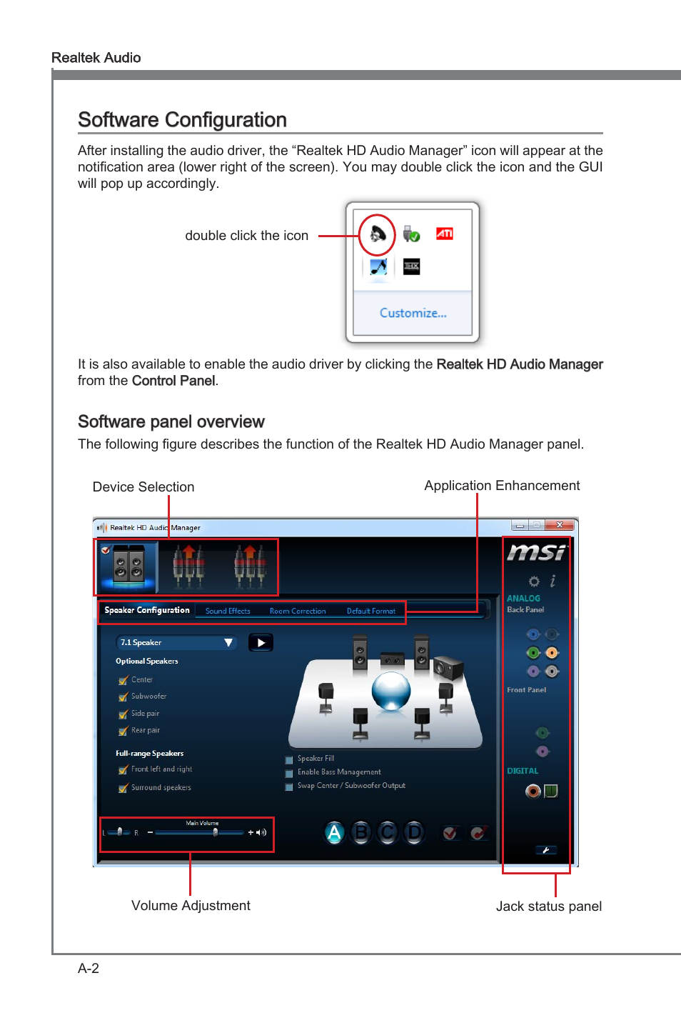 Software configuraton, Software panel overvew | MSI X79A-GD45 PLUS Manual User Manual | Page 78 / 96