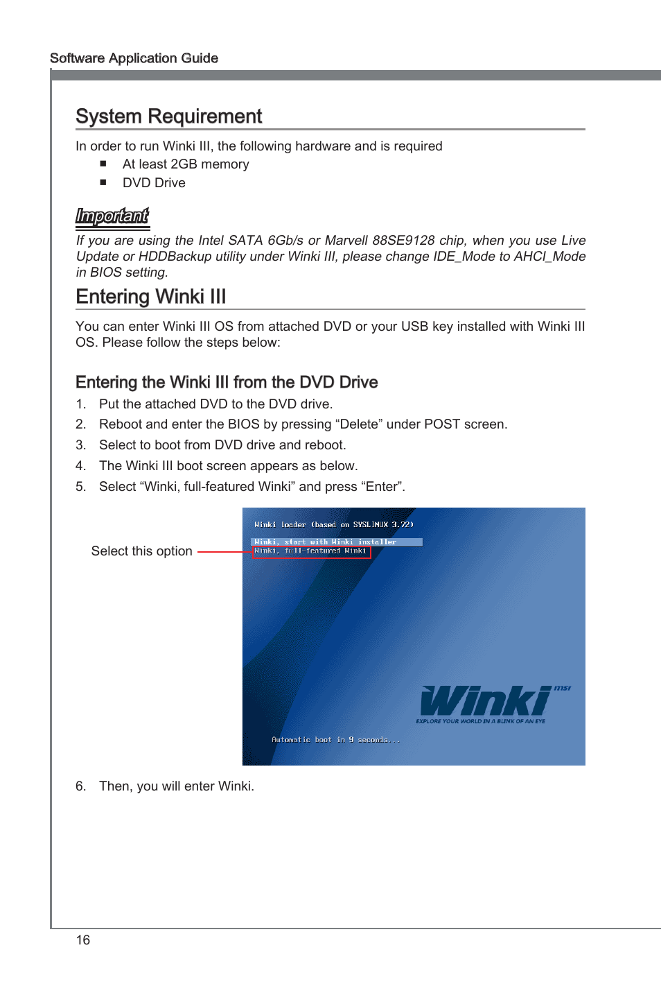 System requirement entering winki iii, Winki, Winki Ⅲ system requirement | Entering winki iii | MSI Classic Motherboard User Manual | Page 22 / 74