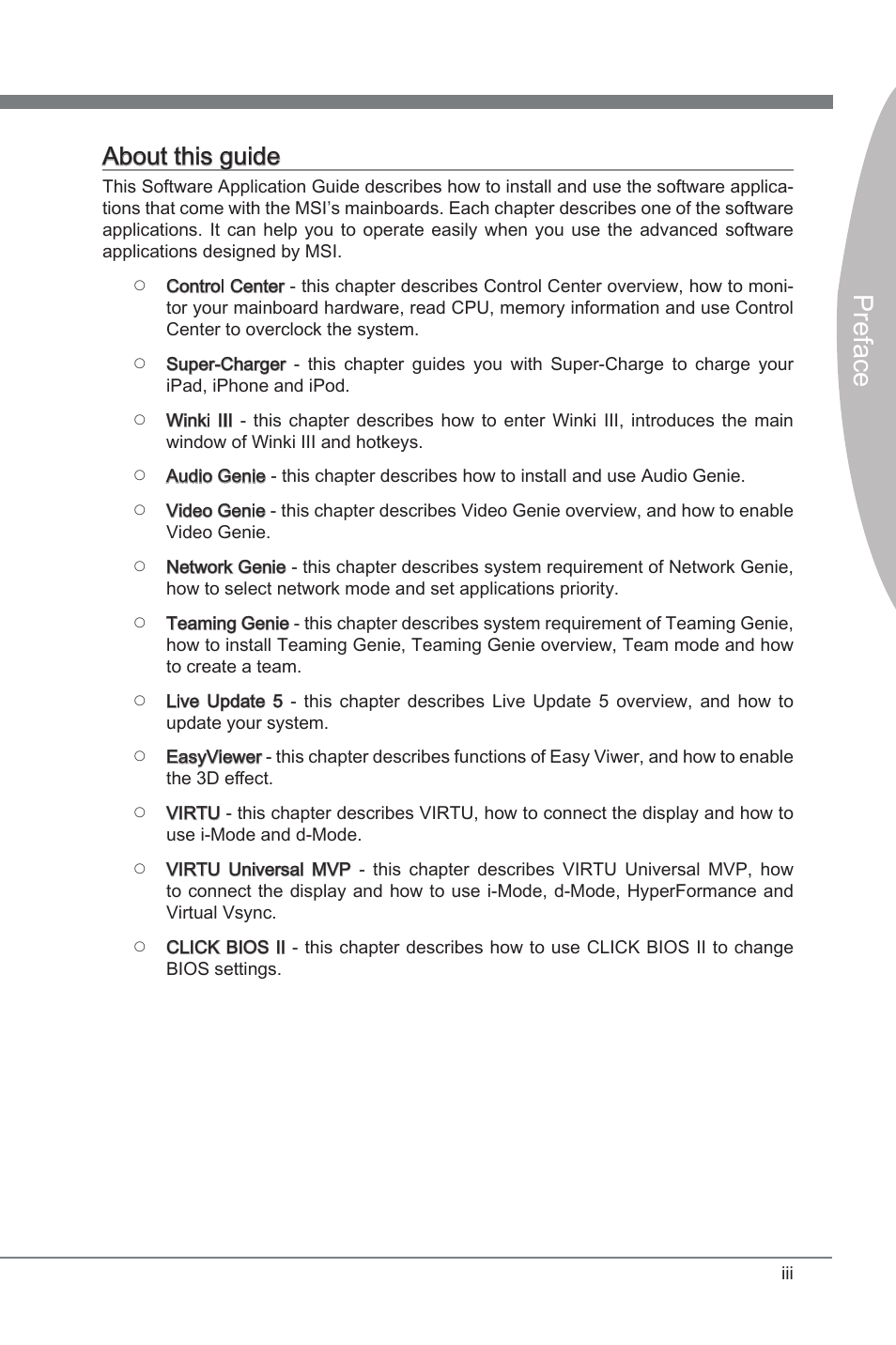 Preface, About this guide | MSI Classic Motherboard User Manual | Page 3 / 74