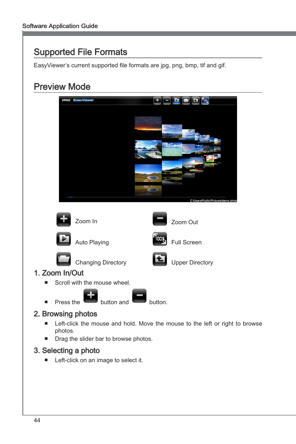 Supported file formats preview mode, Video genie, Video genie supported file formats | Preview mode | MSI Classic Motherboard User Manual | Page 50 / 74