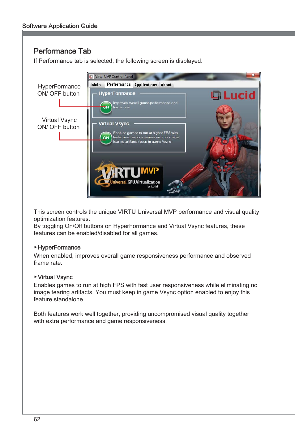 Virtu universal mvp, Performance tab | MSI Classic Motherboard User Manual | Page 68 / 74