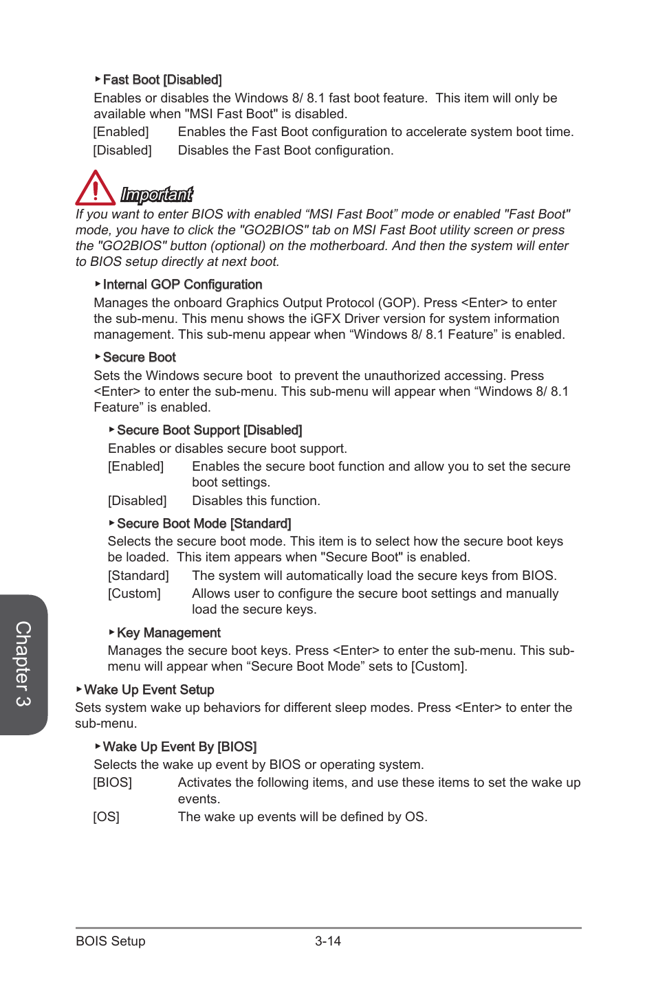 Chapter 3, Important | MSI Z97S SLI PLUS Manual User Manual | Page 72 / 106