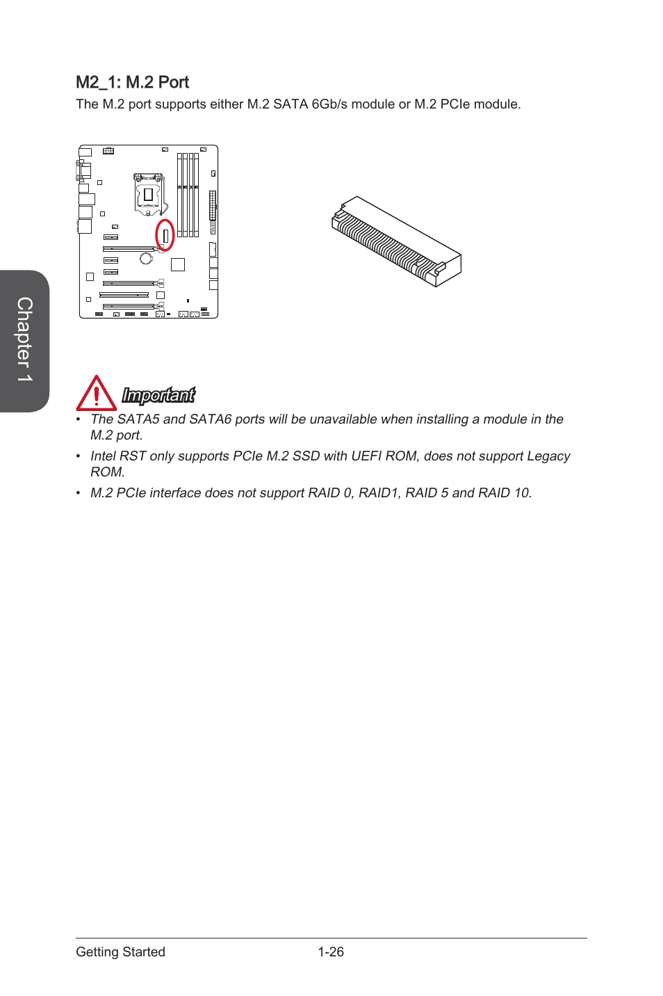 M2_1: m.2 port, M2_1: m.2 port -26, M2_1 | M.2 port, Chapter 1 | MSI Z97-G55 SLI Manual User Manual | Page 40 / 104