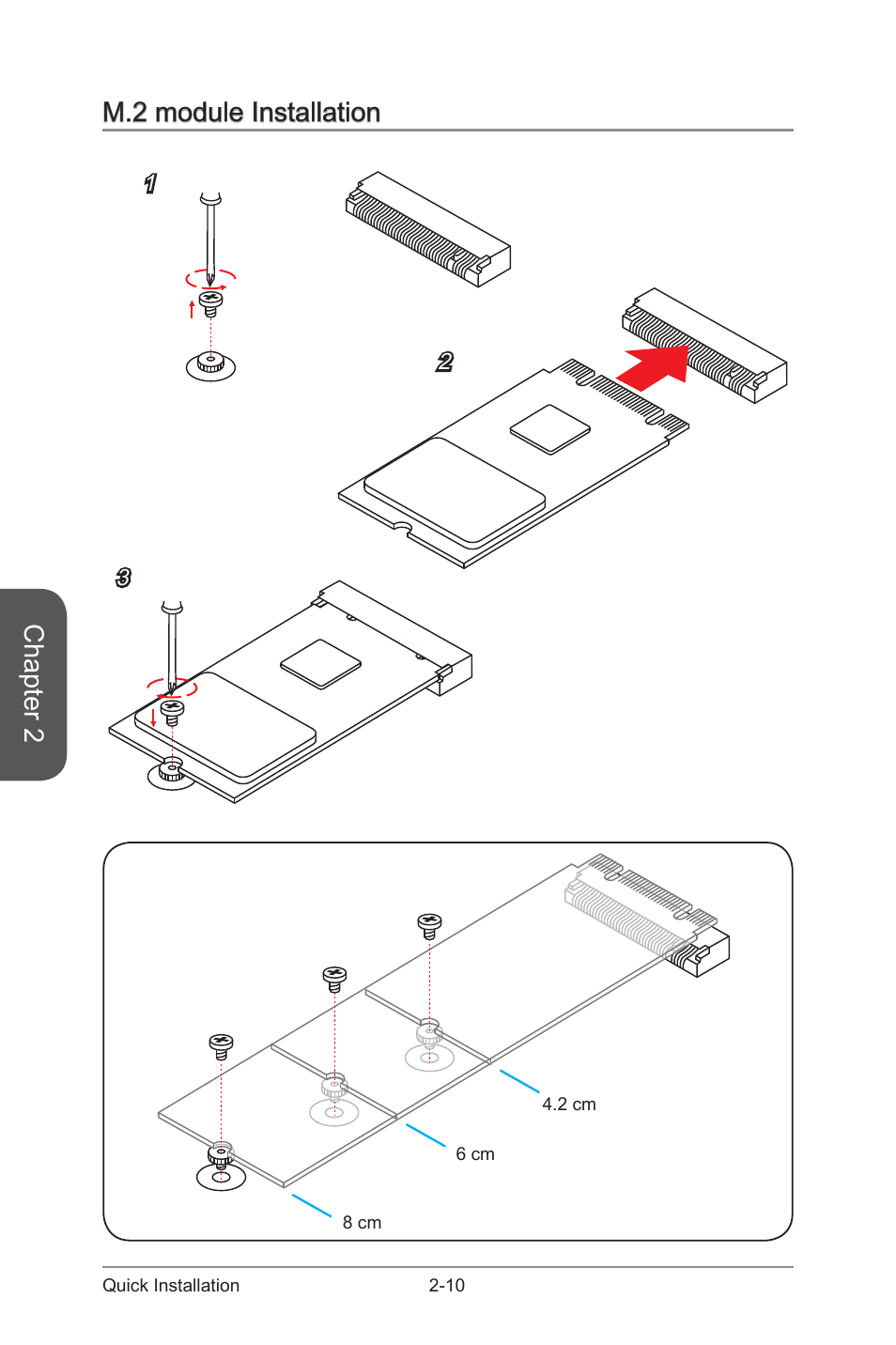 M.2 module installation -10, Chapter 2, M.2 module installation | MSI Z97-G55 SLI Manual User Manual | Page 52 / 104