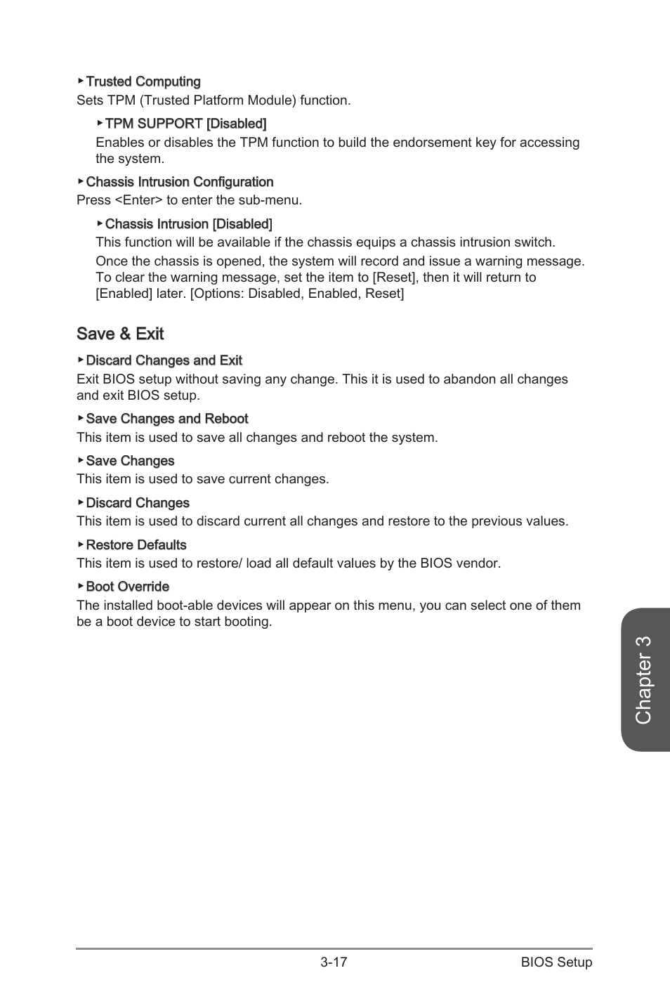 Save & exit -17, Chapter 3, Save & exit | MSI Z97-G55 SLI Manual User Manual | Page 73 / 104