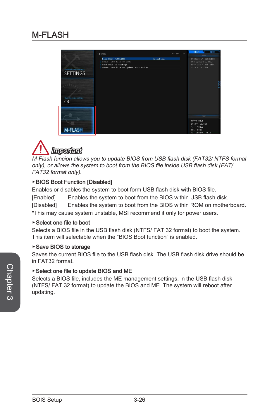 M-flash -26, Chapter 3, M-flash | Important | MSI Z97-G55 SLI Manual User Manual | Page 82 / 104