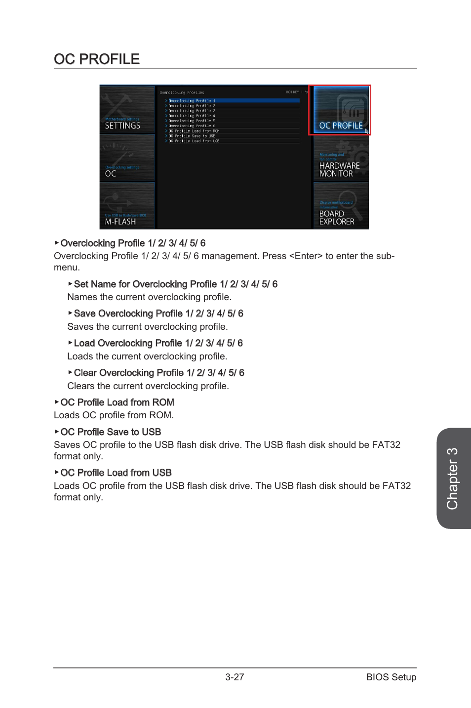 Oc profile -27, Chapter 3, Oc profile | MSI Z97-G55 SLI Manual User Manual | Page 83 / 104