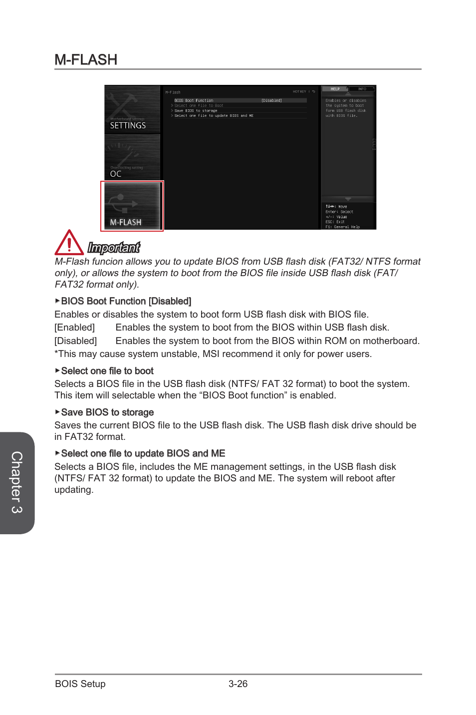 M-flash -26, Chapter 3, M-flash | Important | MSI Z97S SLI KRAIT EDITION Manual User Manual | Page 82 / 104