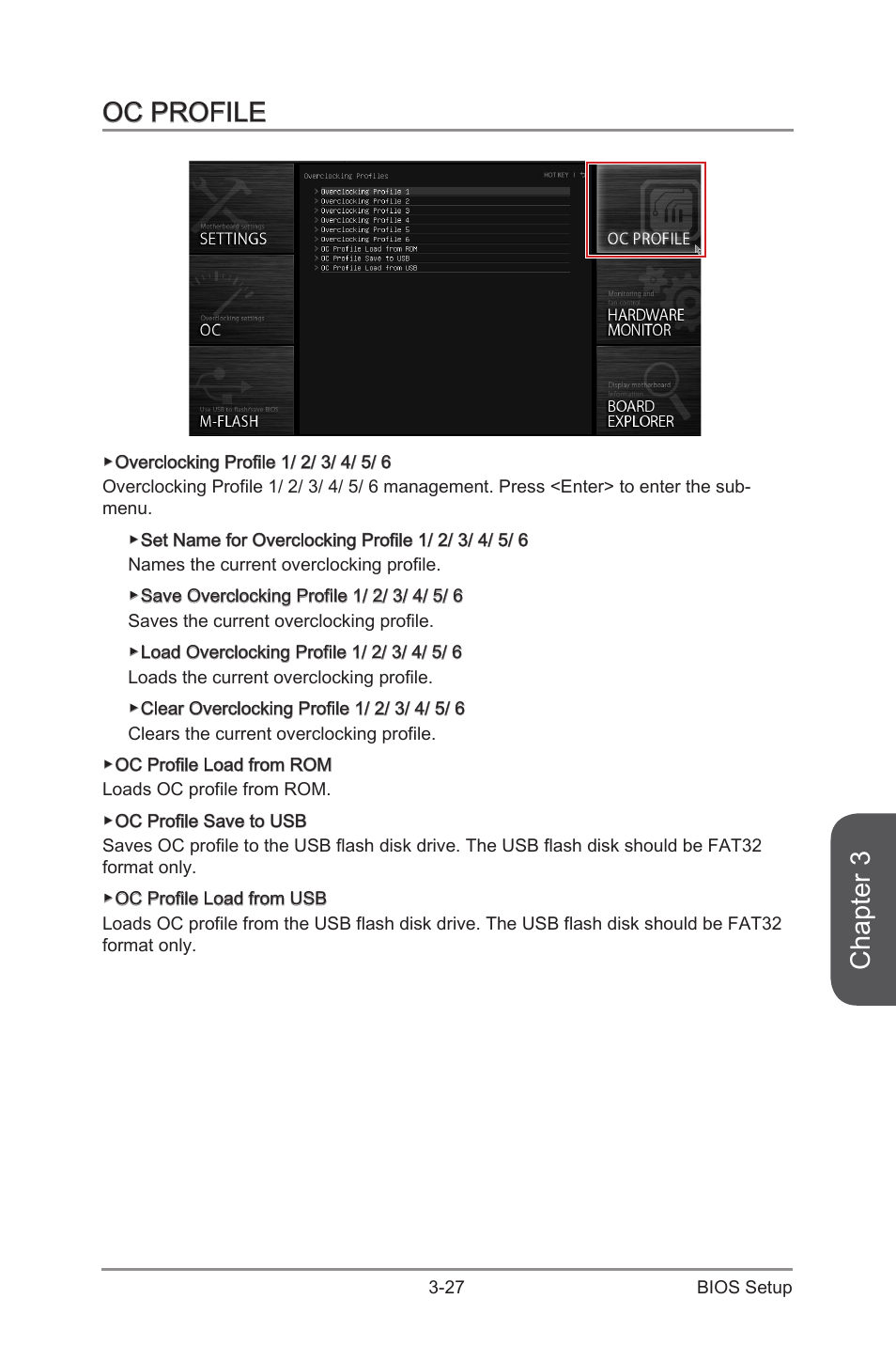 Oc profile -27, Chapter 3, Oc profile | MSI Z97S SLI KRAIT EDITION Manual User Manual | Page 83 / 104