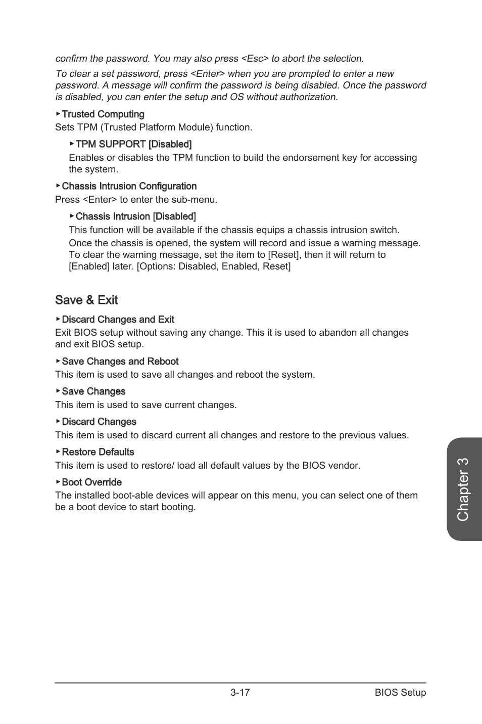 Save & exit -17, Chapter 3, Save & exit | MSI H97 PC Mate User Manual | Page 75 / 108