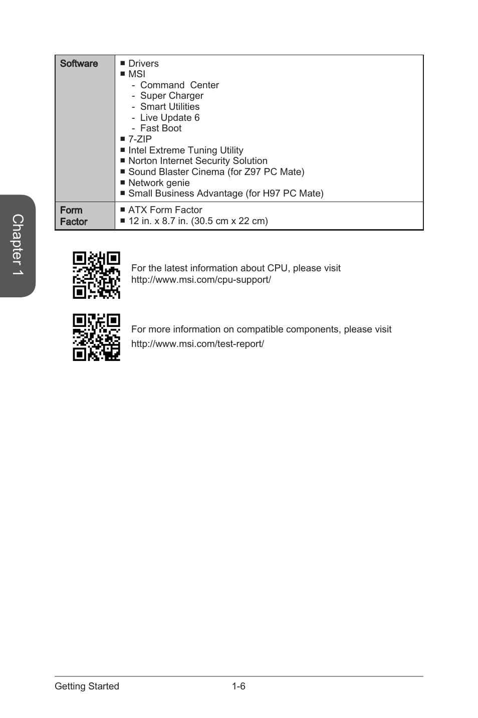 Chapter 1 | MSI Z97 PC MATE User Manual | Page 20 / 102