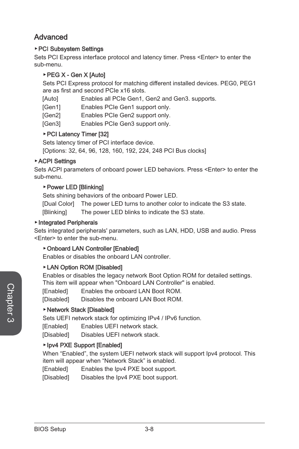 Advanced -8, Chapter 3, Advanced | MSI Z97 PC MATE User Manual | Page 64 / 102