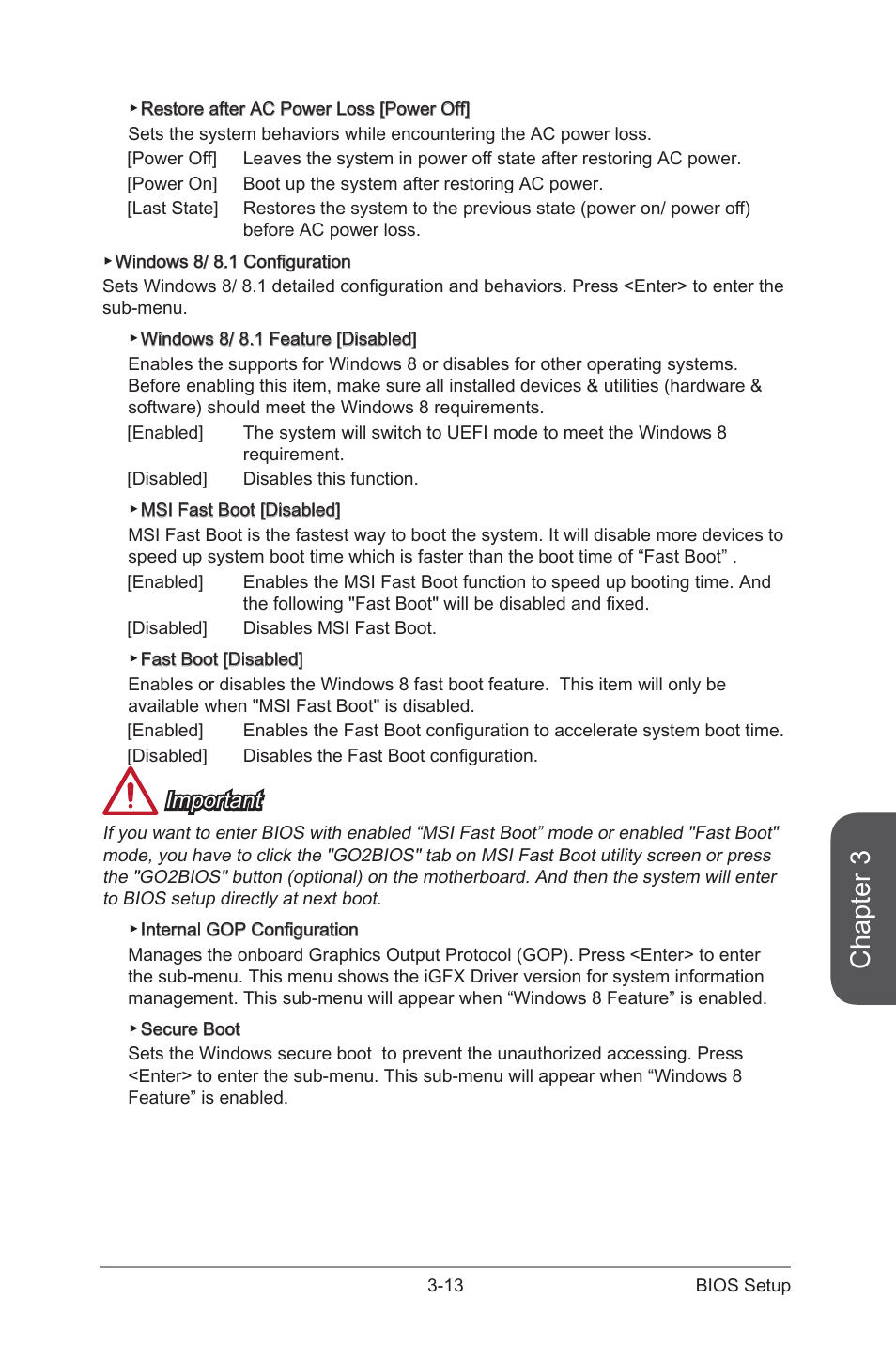 Chapter 3, Important | MSI Z97 PC MATE User Manual | Page 69 / 102