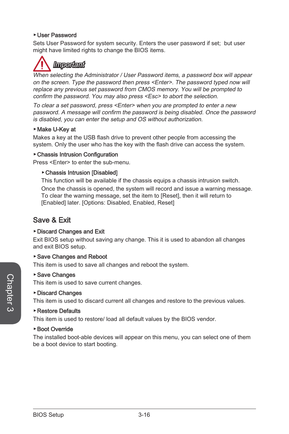 Save & exit -16, Chapter 3, Important | Save & exit | MSI Z97 PC MATE User Manual | Page 72 / 102
