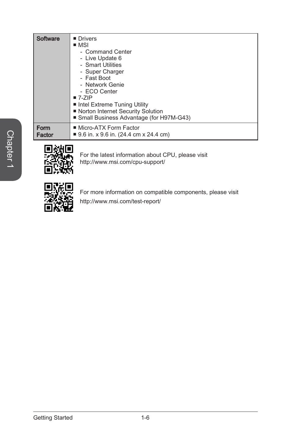 Chapter 1 | MSI H97M-G43 User Manual | Page 20 / 108
