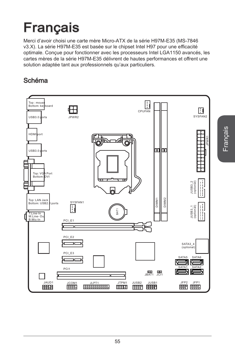 Français, Schéma | MSI H97M-E35 User Manual | Page 55 / 184