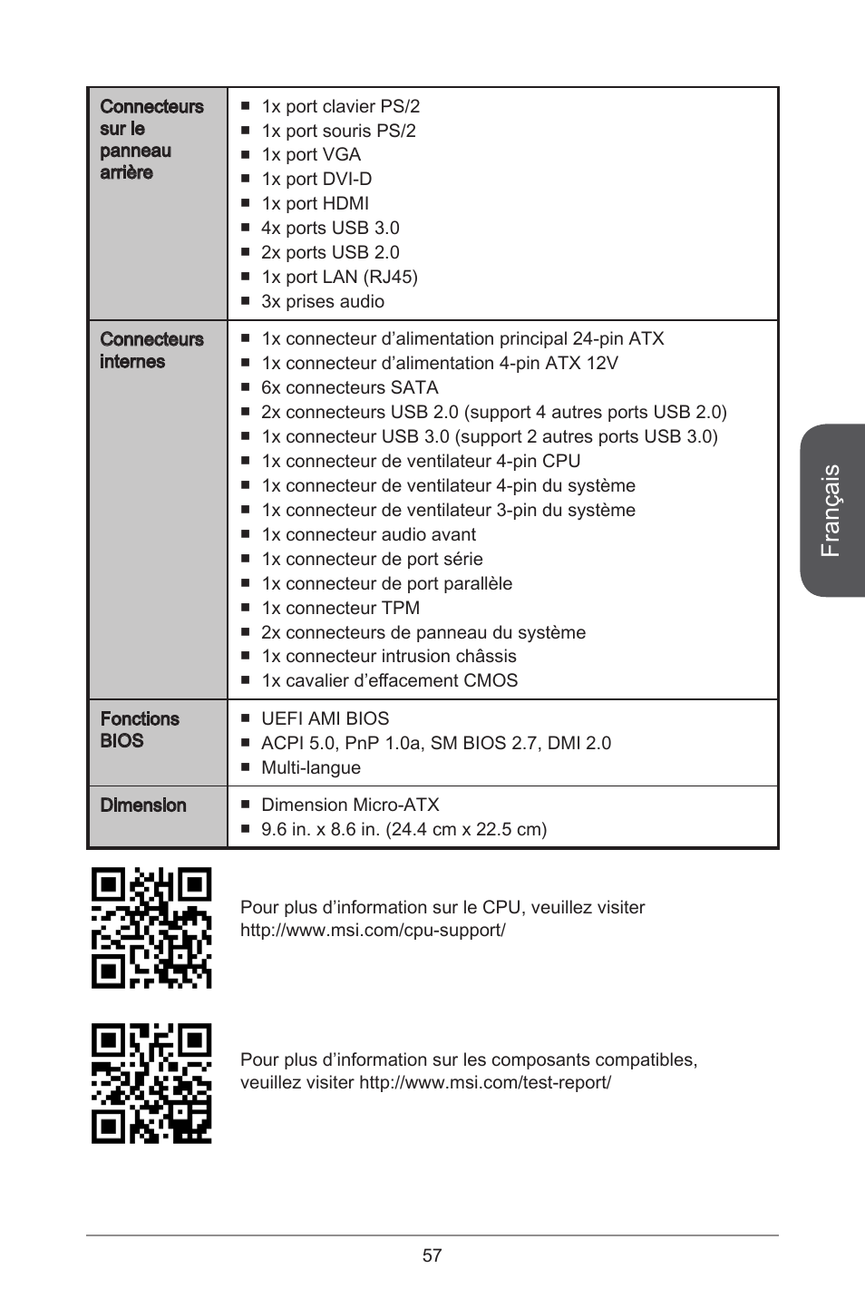 Français | MSI H97M-E35 User Manual | Page 57 / 184