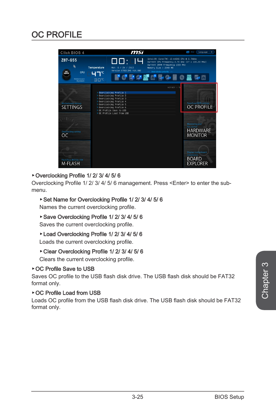 Oc profile, Oc profile -25, Chapter 3 | MSI Z87-G55 User Manual | Page 85 / 108