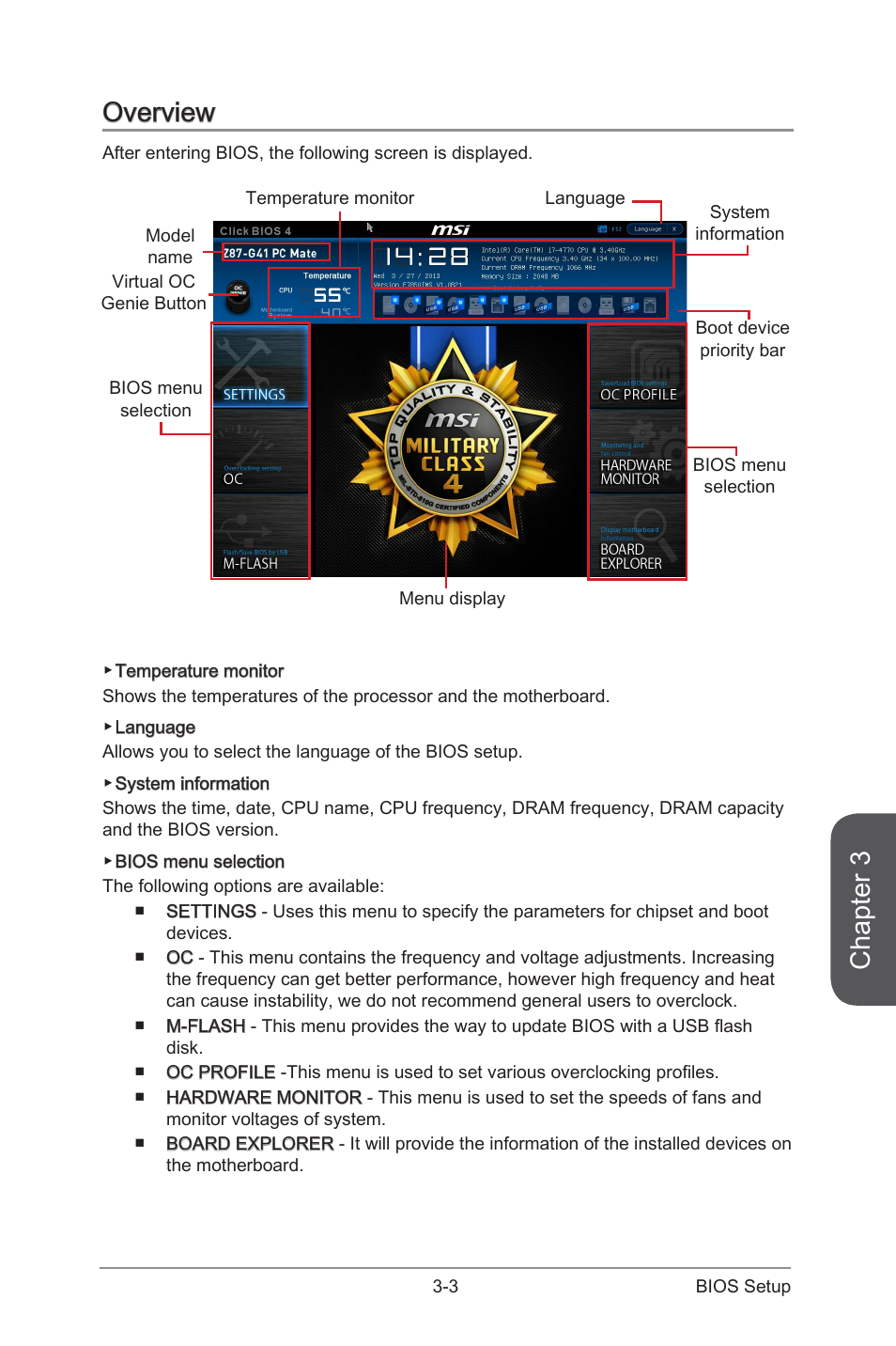 Overview, Overview -3, Chapter 3 | MSI B85-G41 PC Mate User Manual | Page 61 / 104