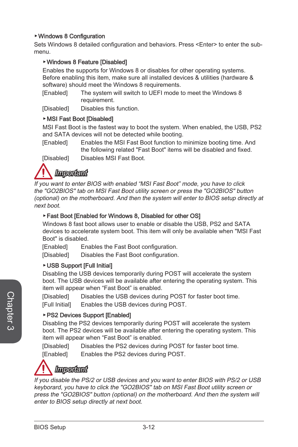 Chapter 3, Important | MSI B85-G41 PC Mate User Manual | Page 70 / 104