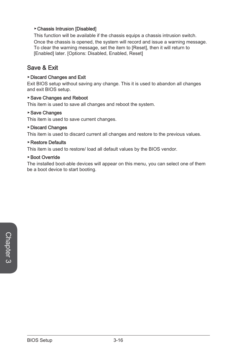 Save & exit, Save & exit -16, Chapter 3 | MSI B85-G41 PC Mate User Manual | Page 74 / 104