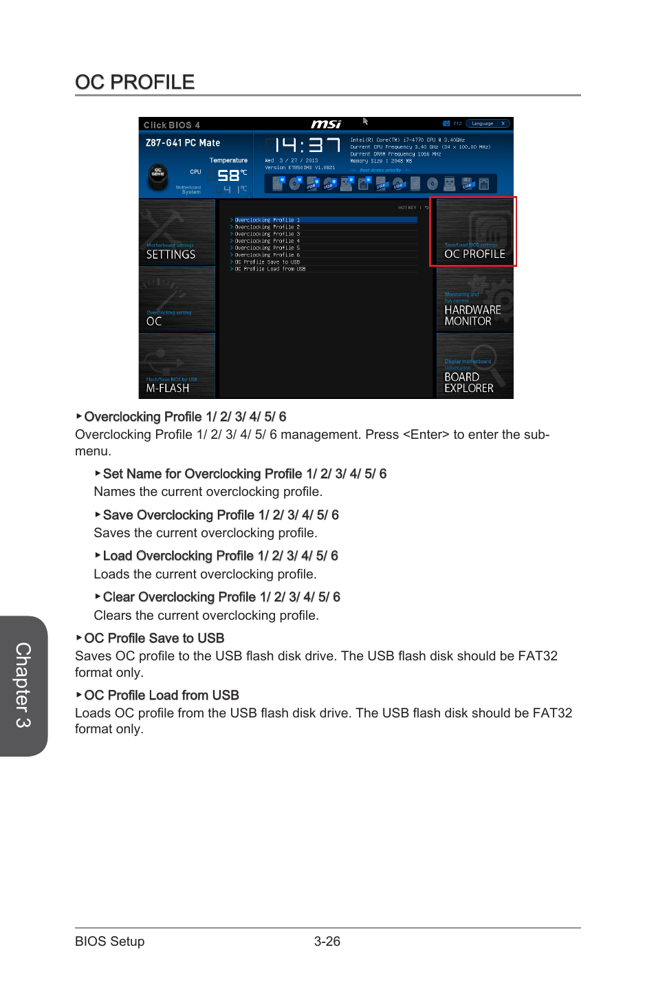 Oc profile, Oc profile -26, Chapter 3 | MSI B85-G41 PC Mate User Manual | Page 84 / 104