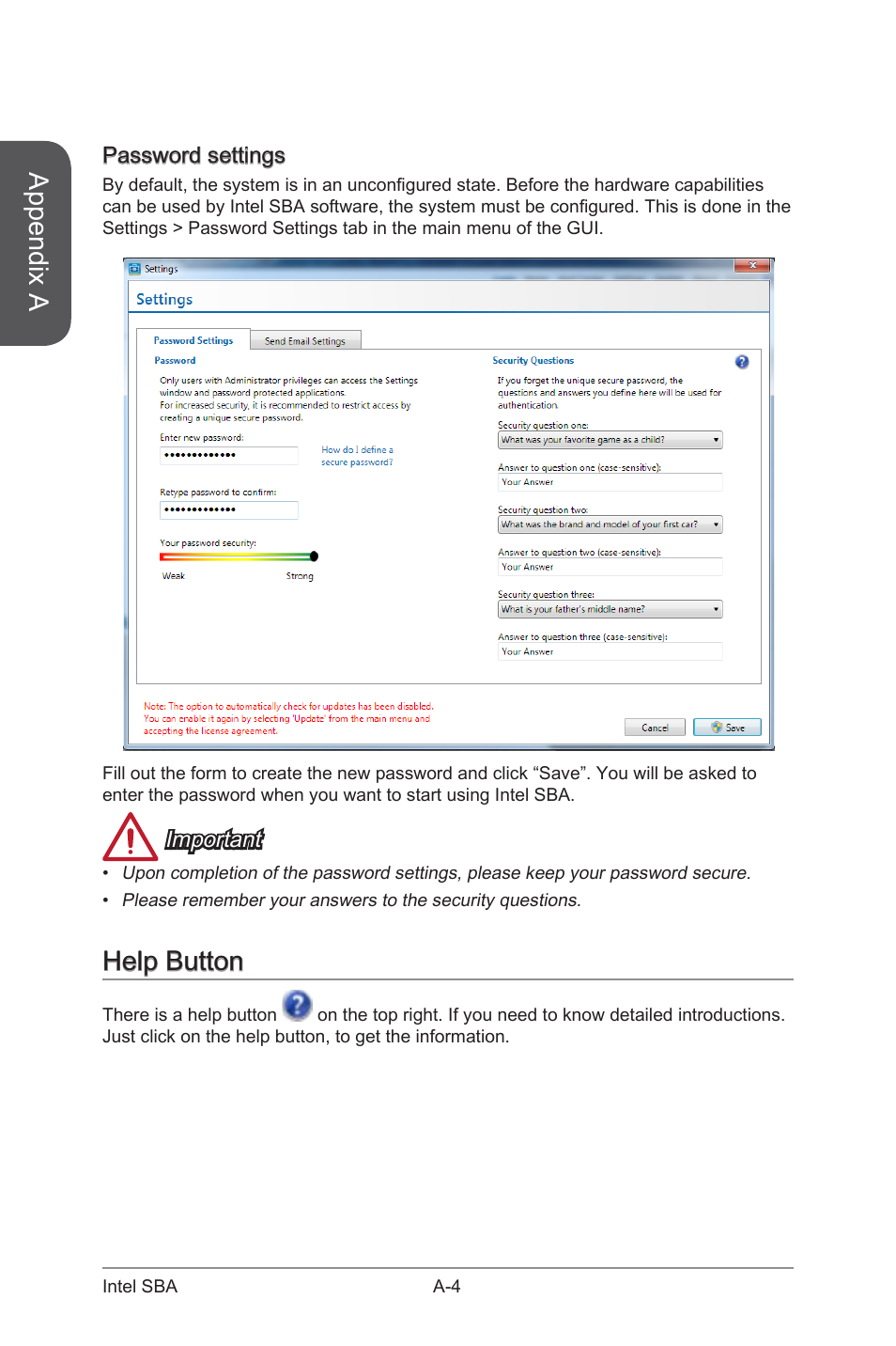 Help button, Password settings, Appendix a | MSI B85-G41 PC Mate User Manual | Page 90 / 104