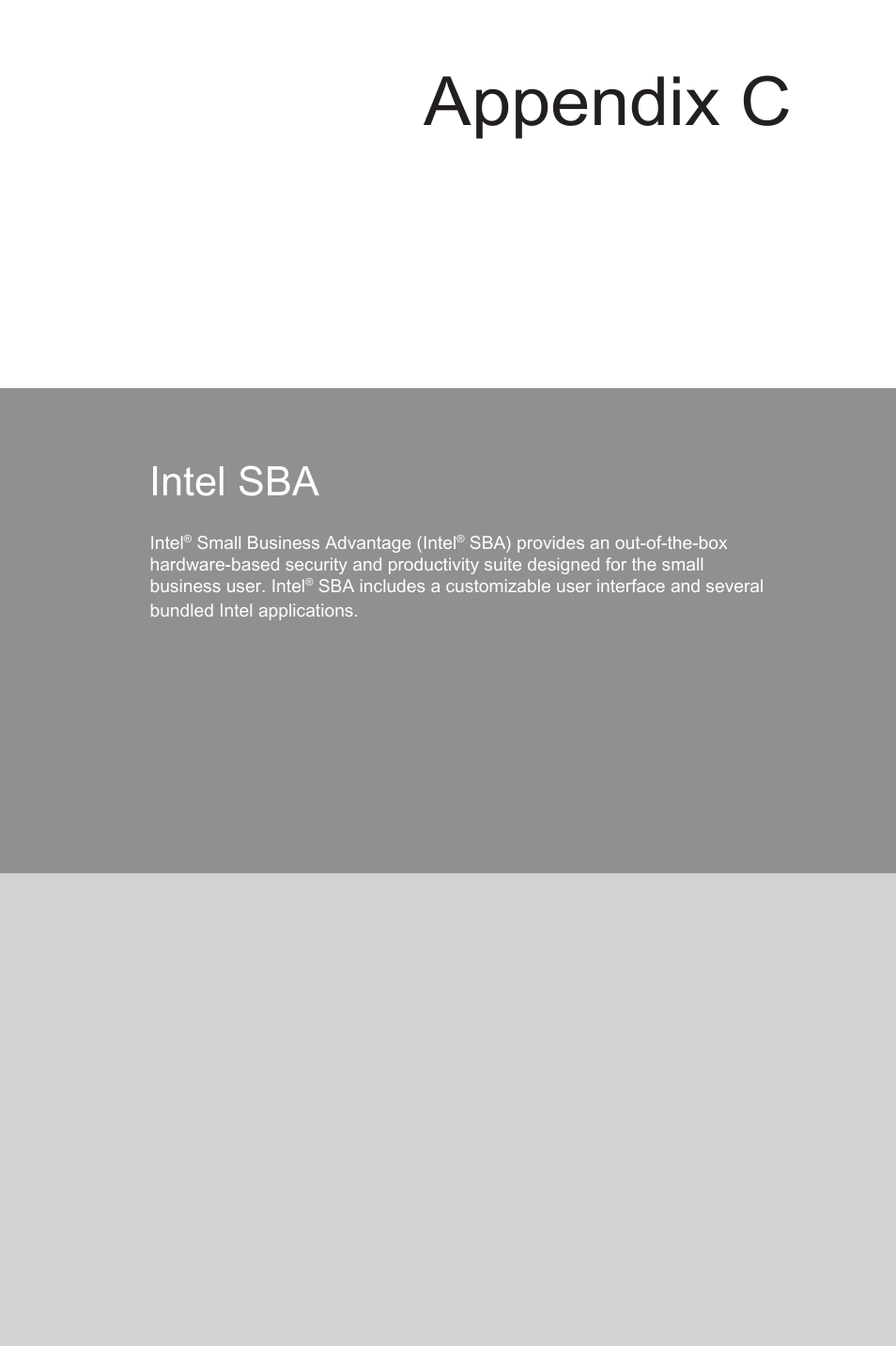 Intel sba, Appendix c | MSI CSM-Q87M-E43 User Manual | Page 101 / 104