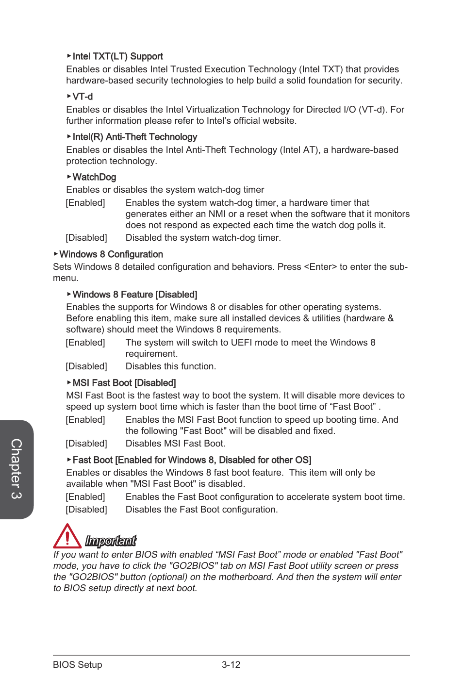 Chapter 3, Important | MSI CSM-Q87M-E43 User Manual | Page 66 / 104